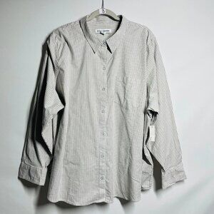 NWT Amazon Essentials Womens Taupe Relaxed Fit Button Up Oversized Shirt Size 4X